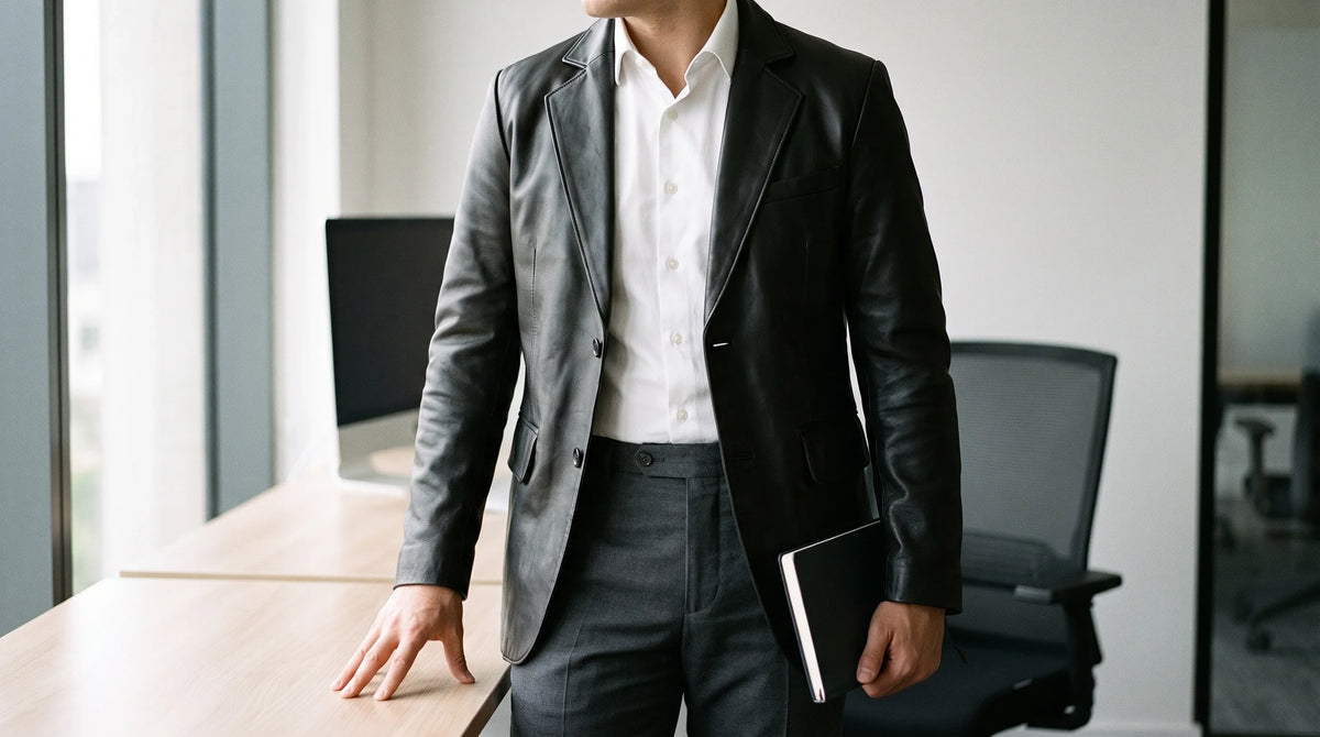 Men's leather blazer for the office