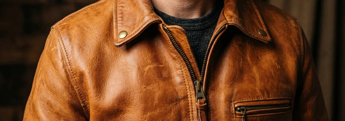 Cognac-farbene Herren-Lederjacken