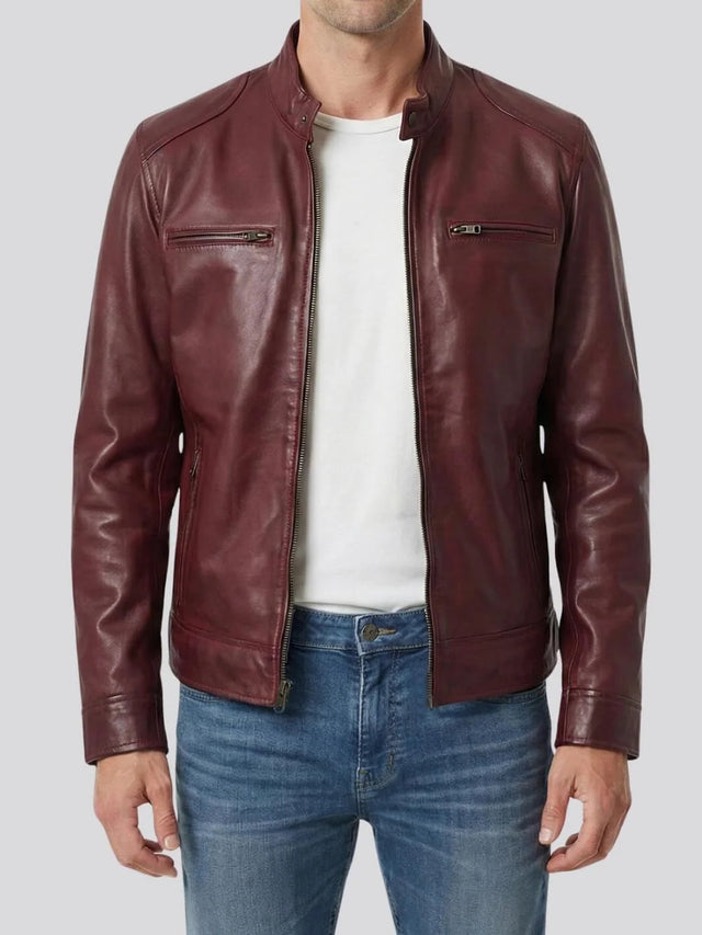 Biker-Jacke, Burgund für Herren