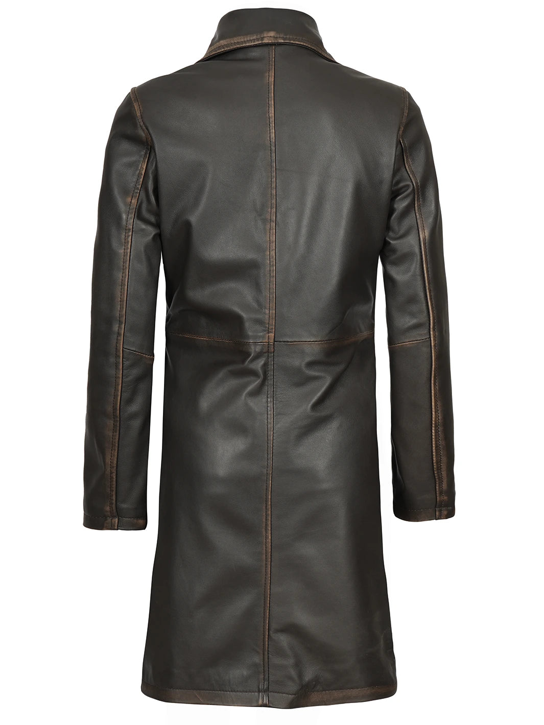 Brown leather coat on a white background