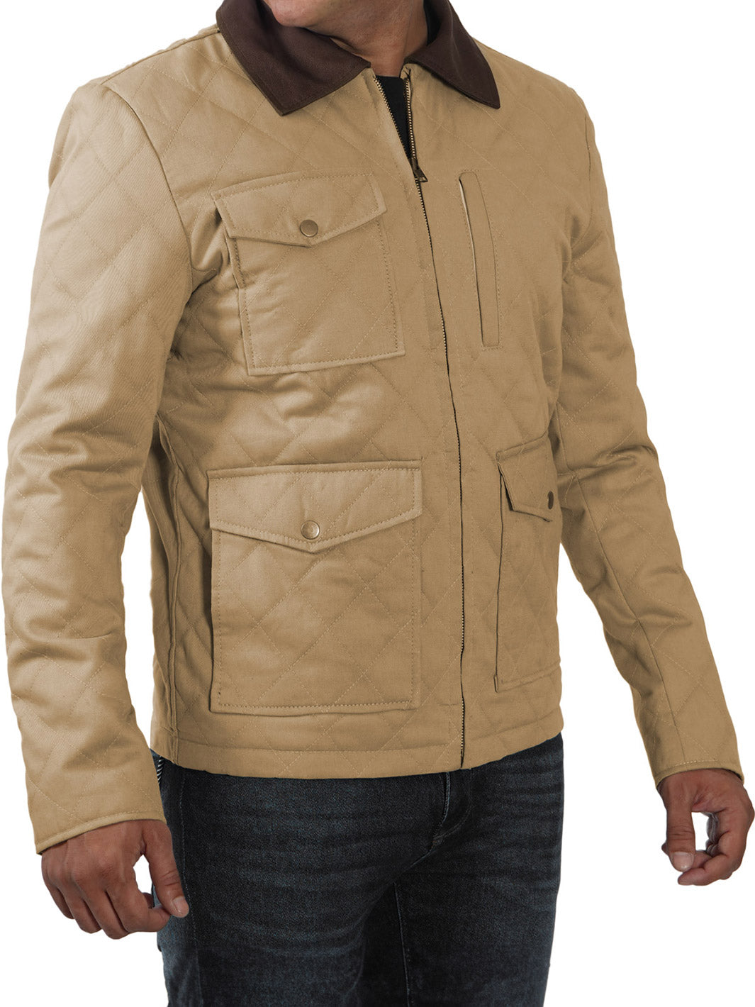 Blair Quilted Mens Lightweight Beige Cotton Jacket Decrum