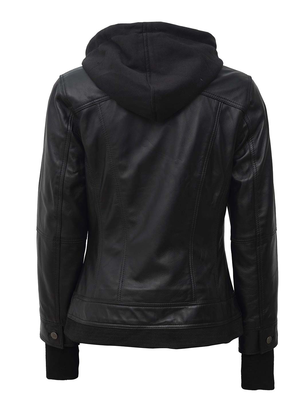 black leather jacket womens with hood