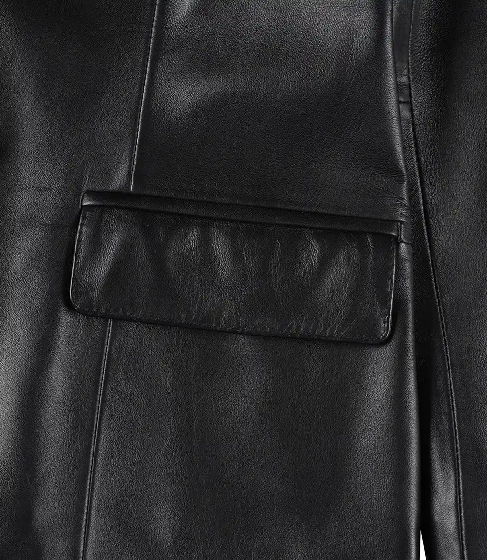 Black Leather Blazer Jacket