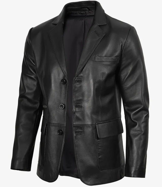 Skinnblazer med tre knappar in svart (Herren)