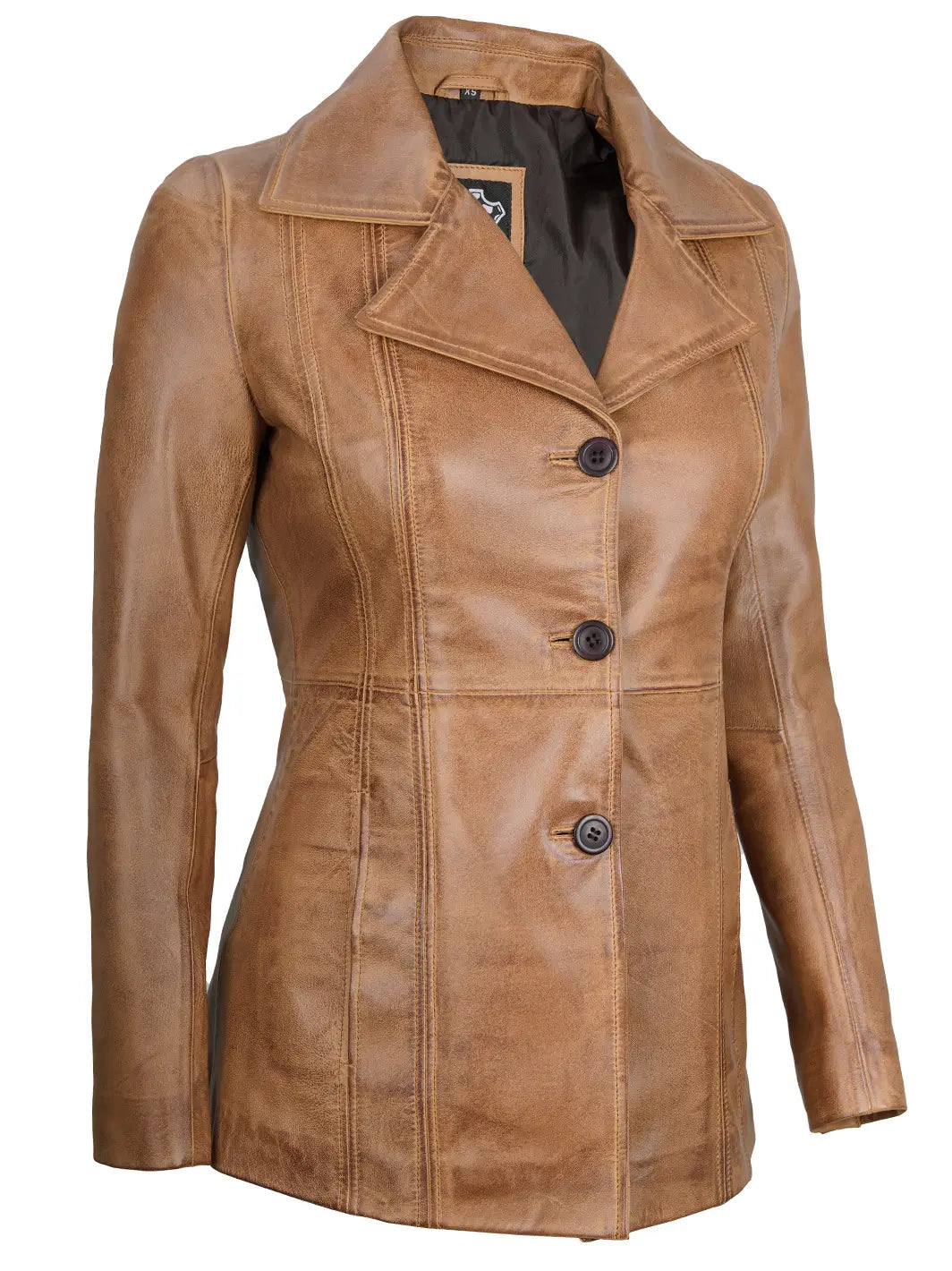 Camel brown leather blazer