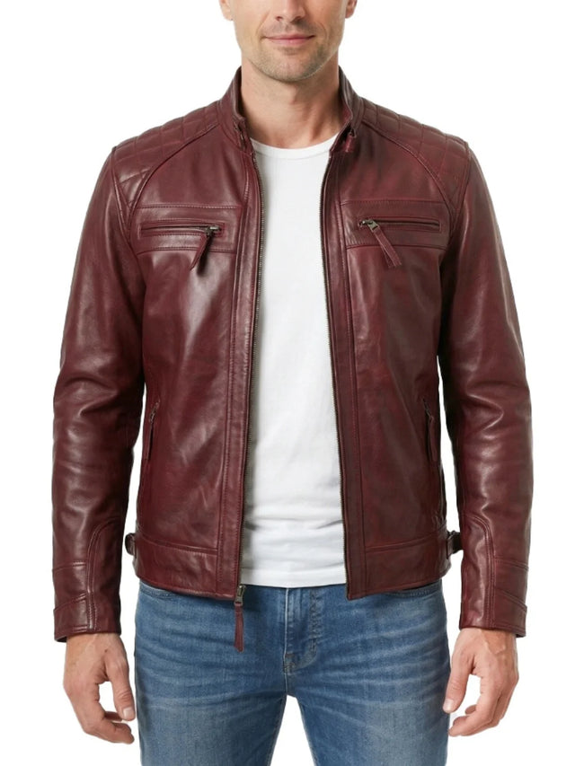 Gesteppte Biker-Jacke, Burgund für Herren