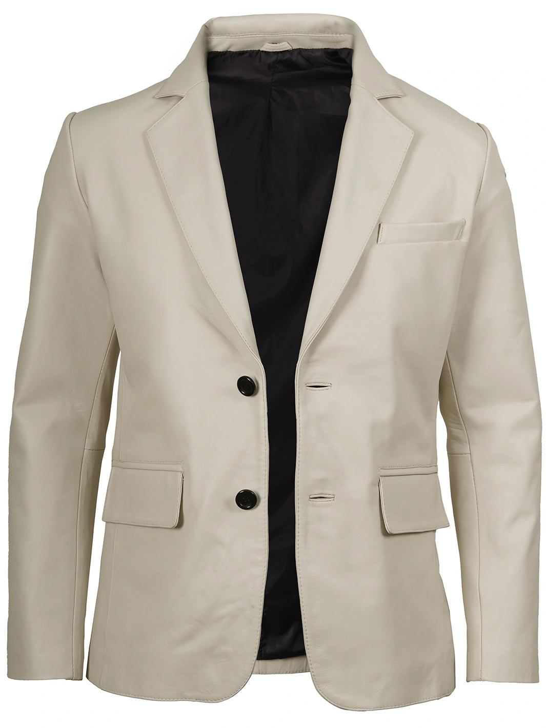Leather Blazer Mens Off White Two Button