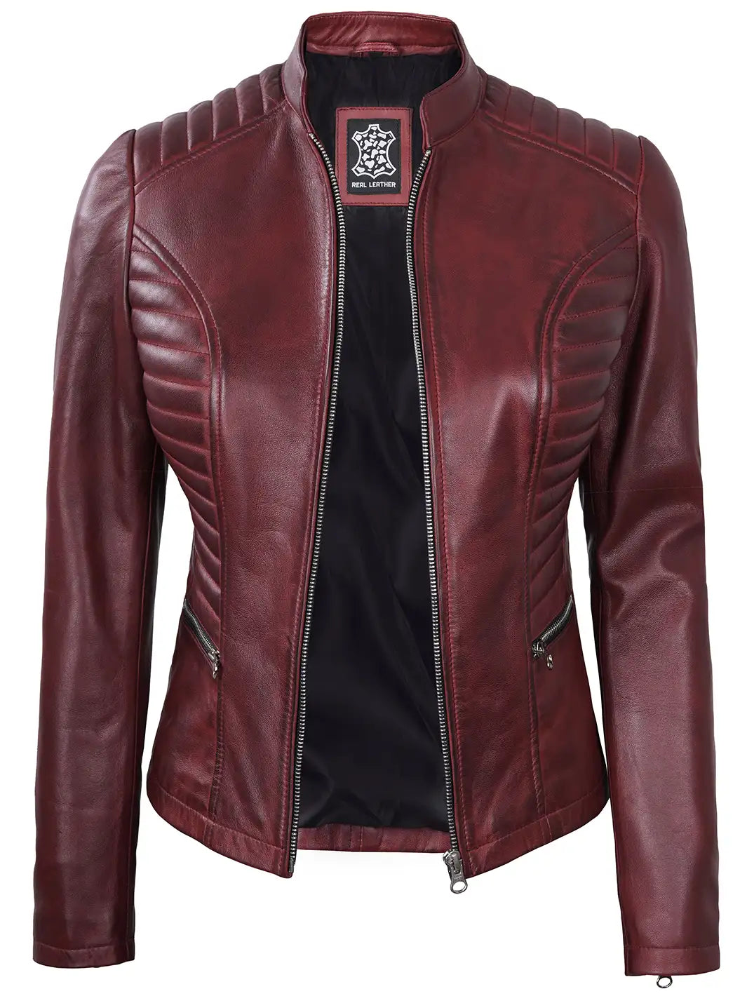 Maroon Cafe Racer Leather Jacket