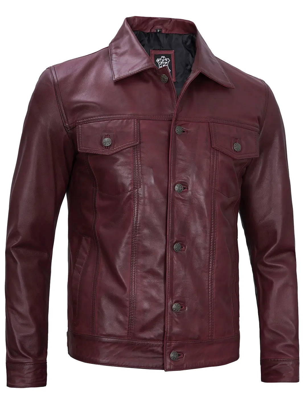 Maroon real leather jacket