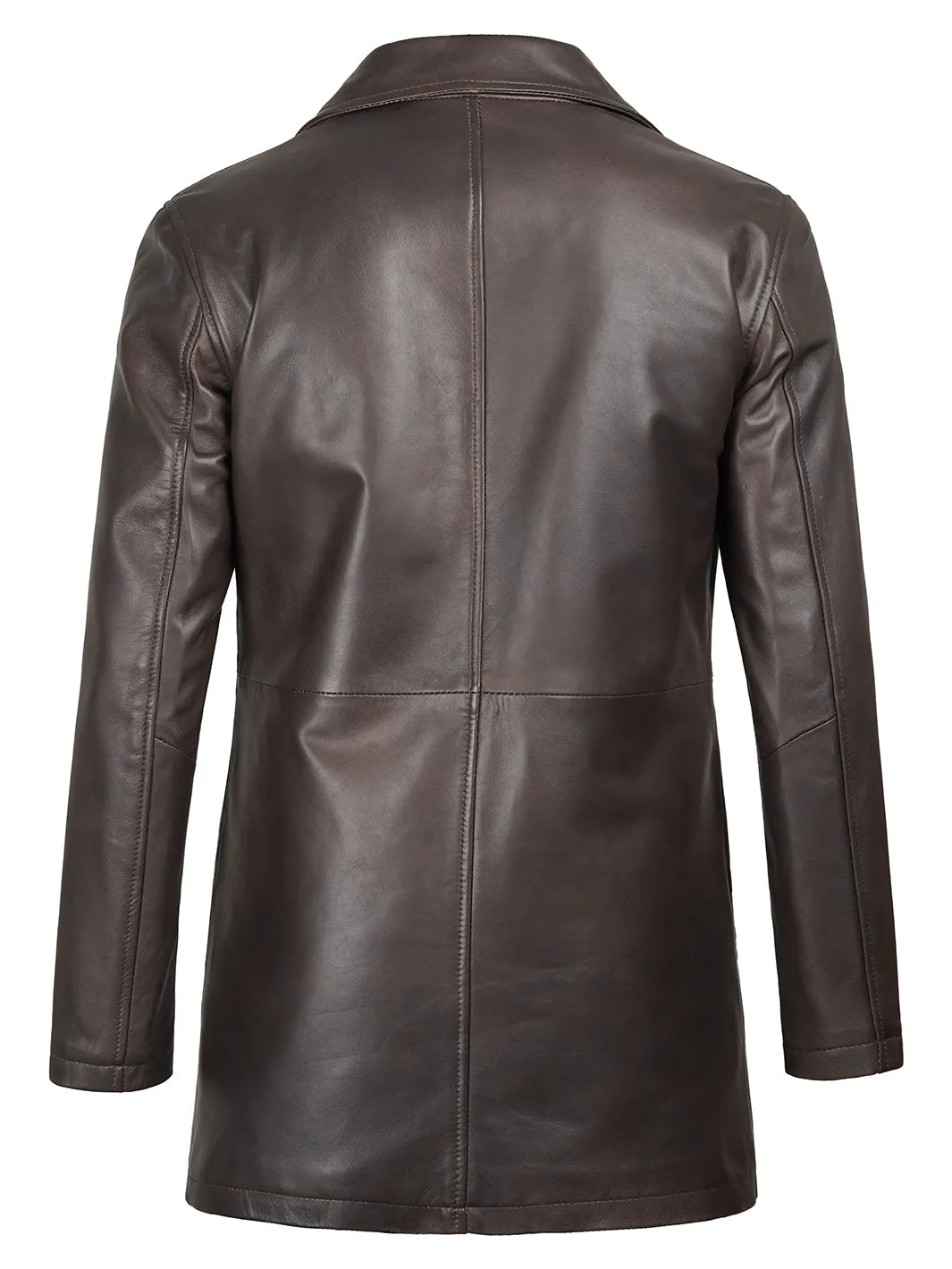 Men's Distressed Dark Brown Leather Car Coat