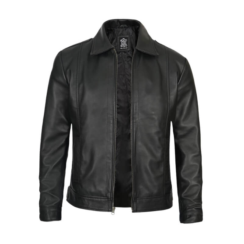 Mens Black Casual Leather Jacket