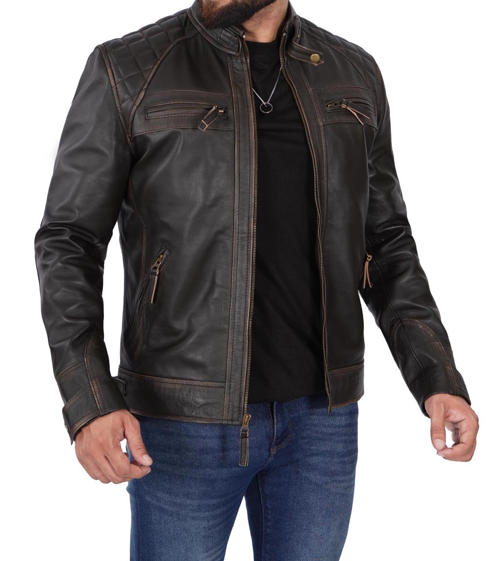 Mens Brown Motorcycle Leather Jacket