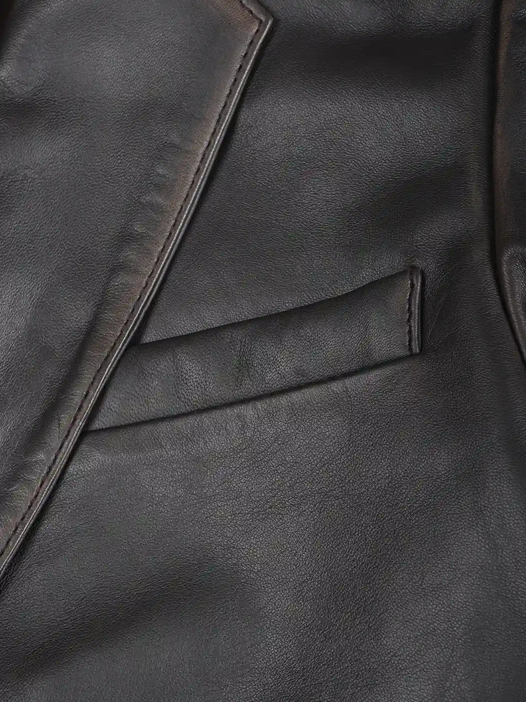 Mens Brown Rub Off Real Leather Blazer