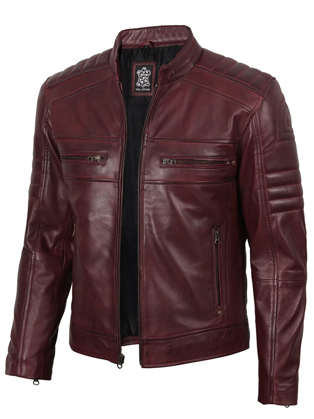 Cafe-Racer-Jacke, Burgund für Herren