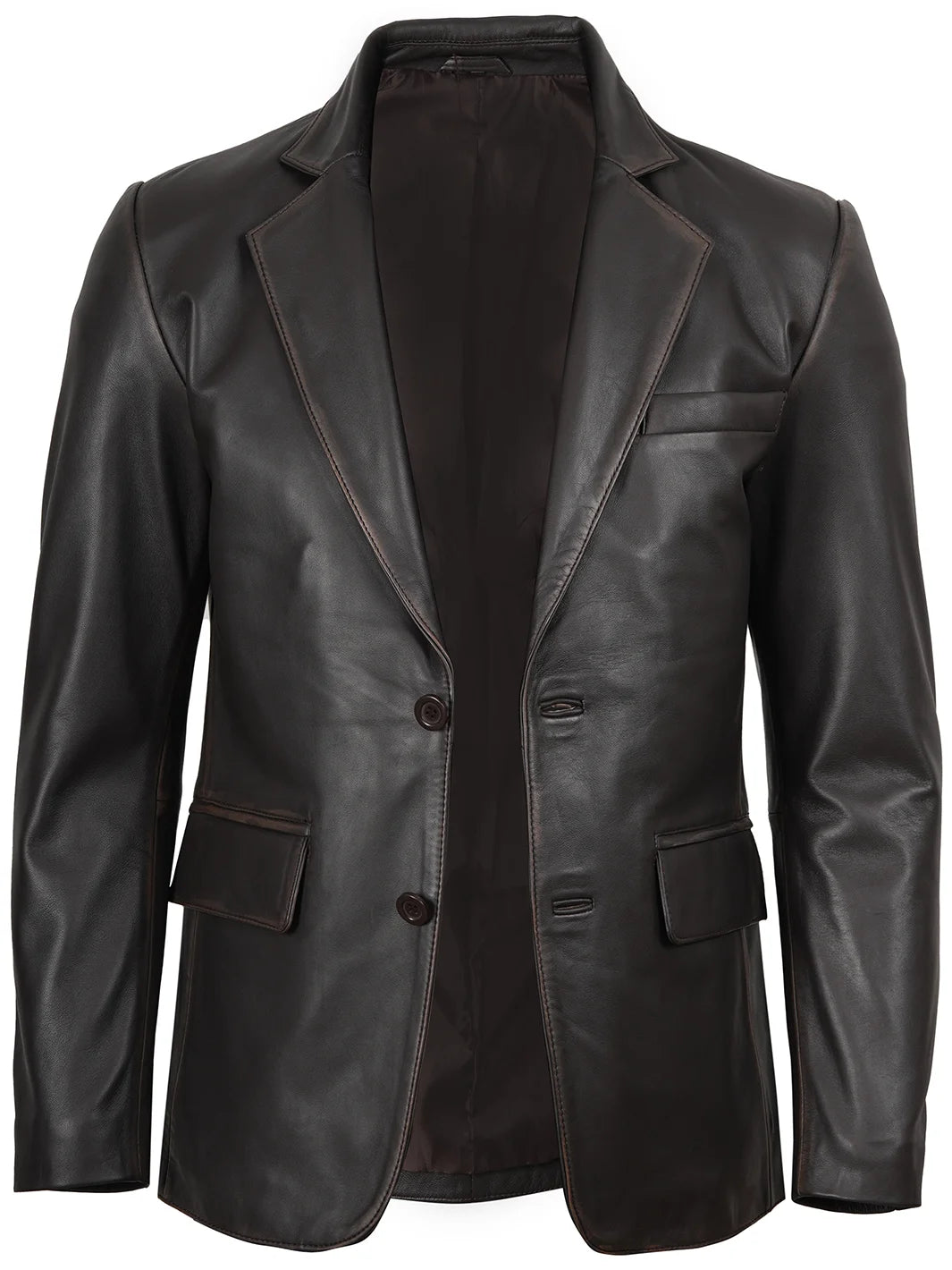 Mens Dark Brown Real Leather Blazer
