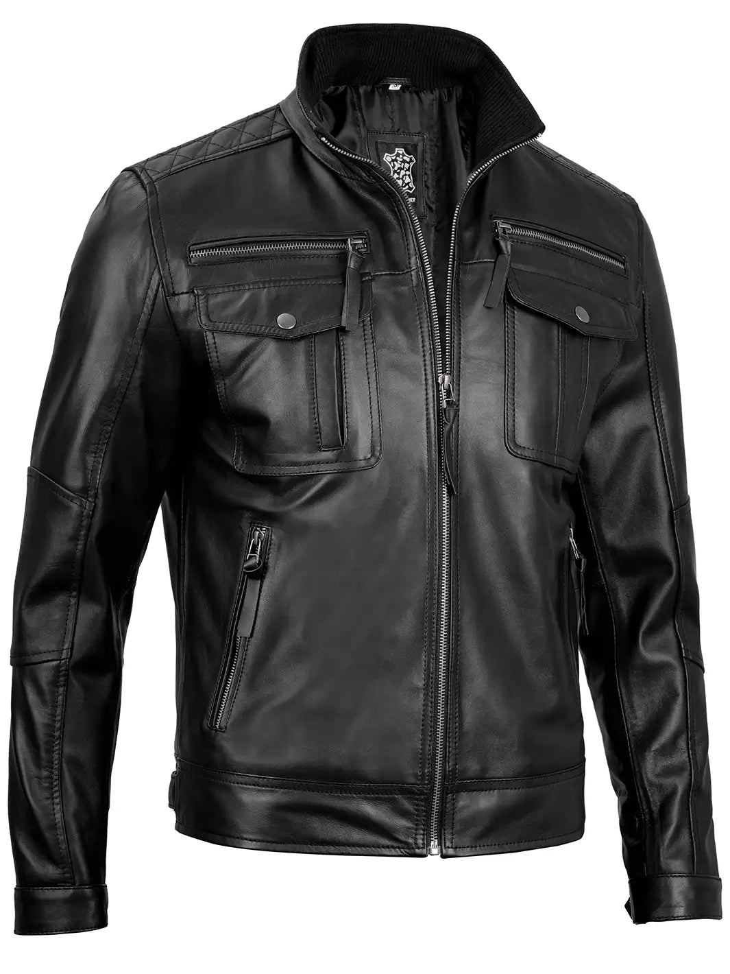 Mens black leather jacket