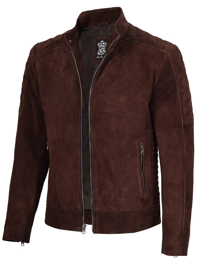 Gesteppte Wildlederjacke, Dunkelbraun für Herren