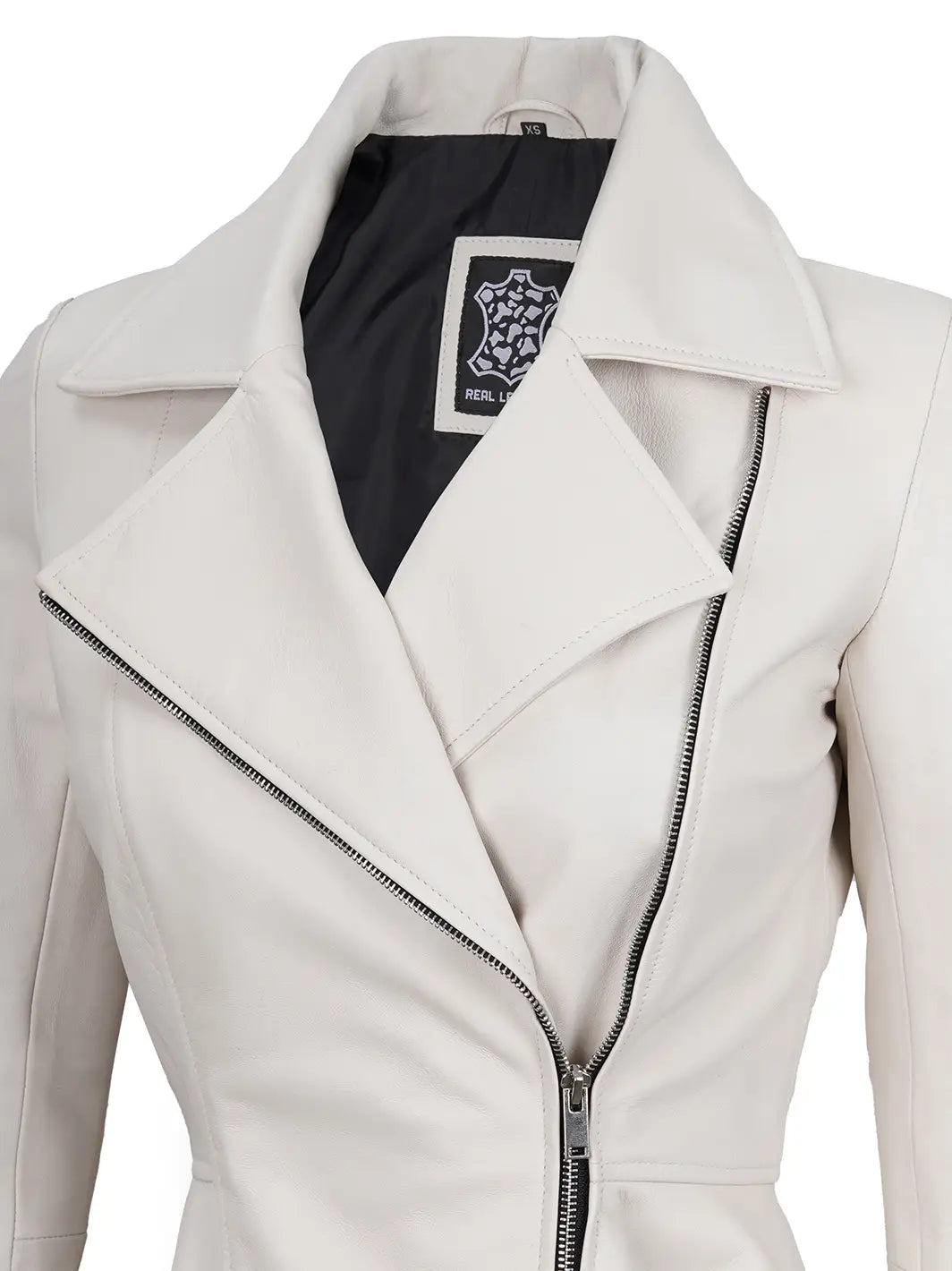 Off white peplum leather jacket women