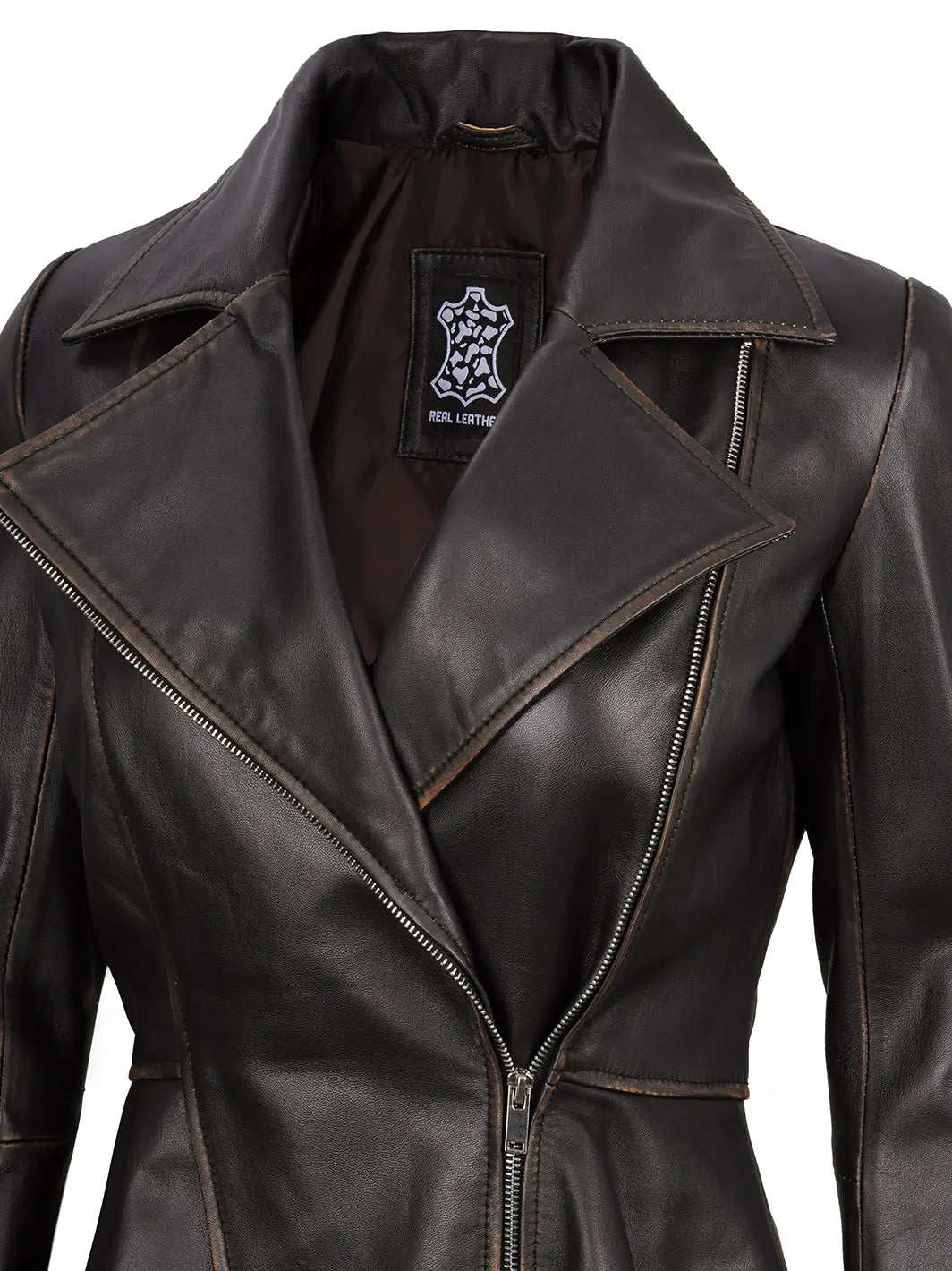 Peplum leather jacket