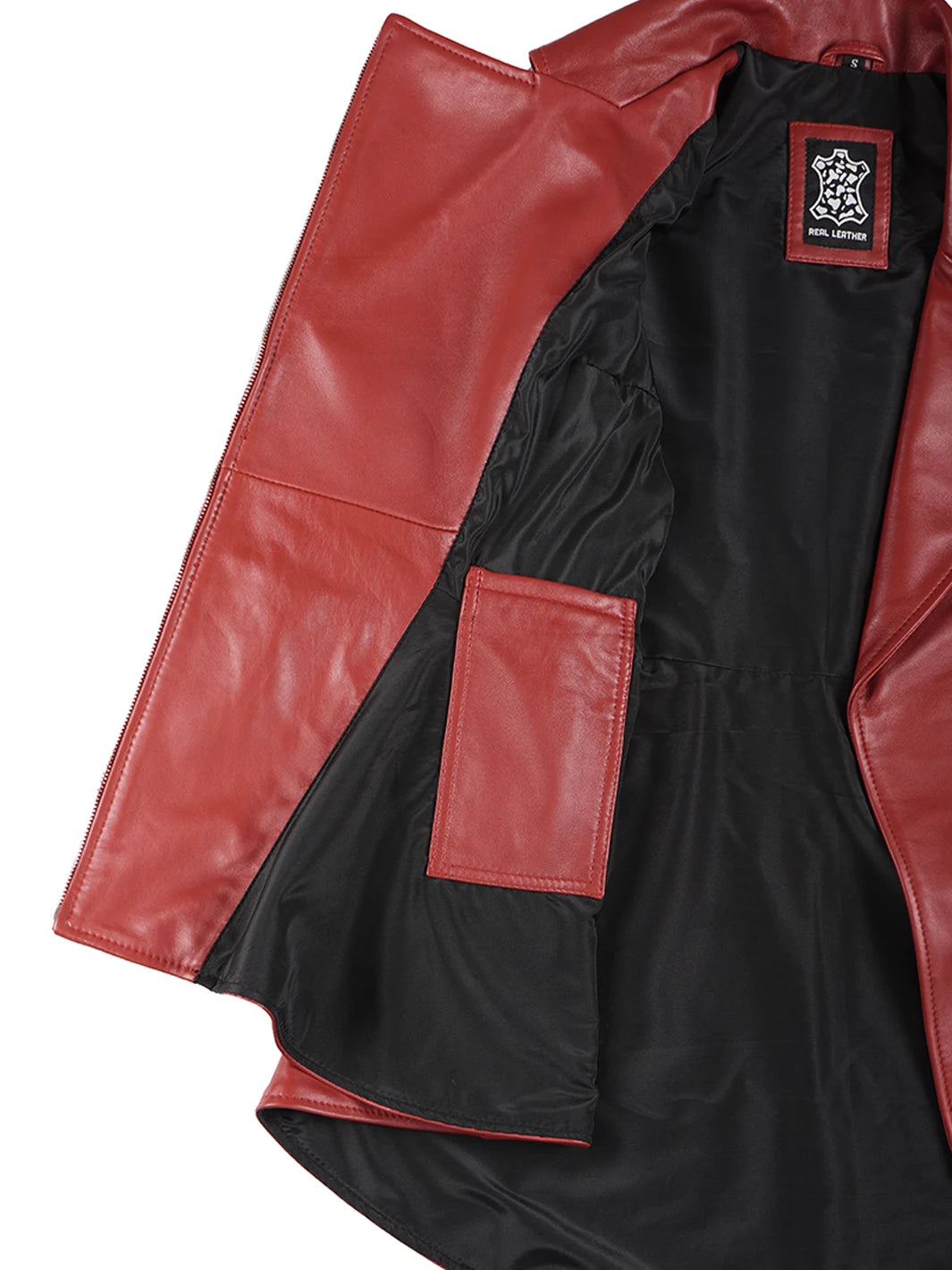 Red Peplum Leather Jacket for Womens