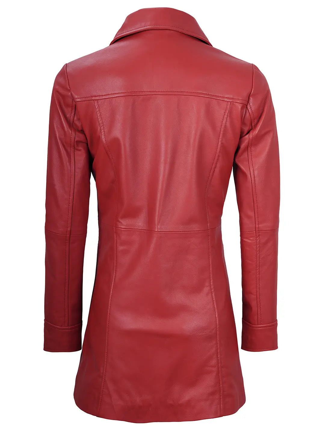 Red leather car coat