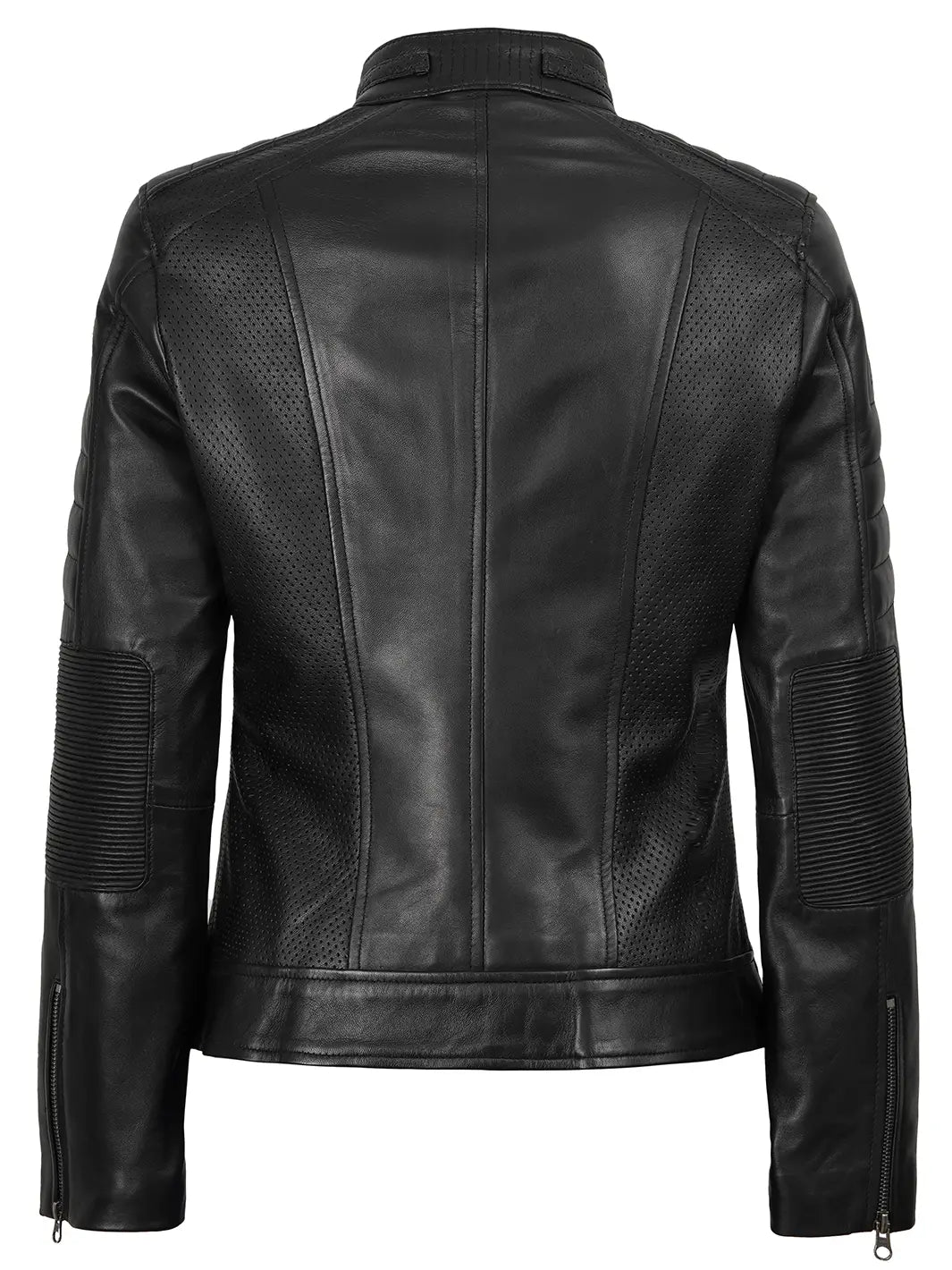 Tall Women Black Cafe Racer Leather Jacket