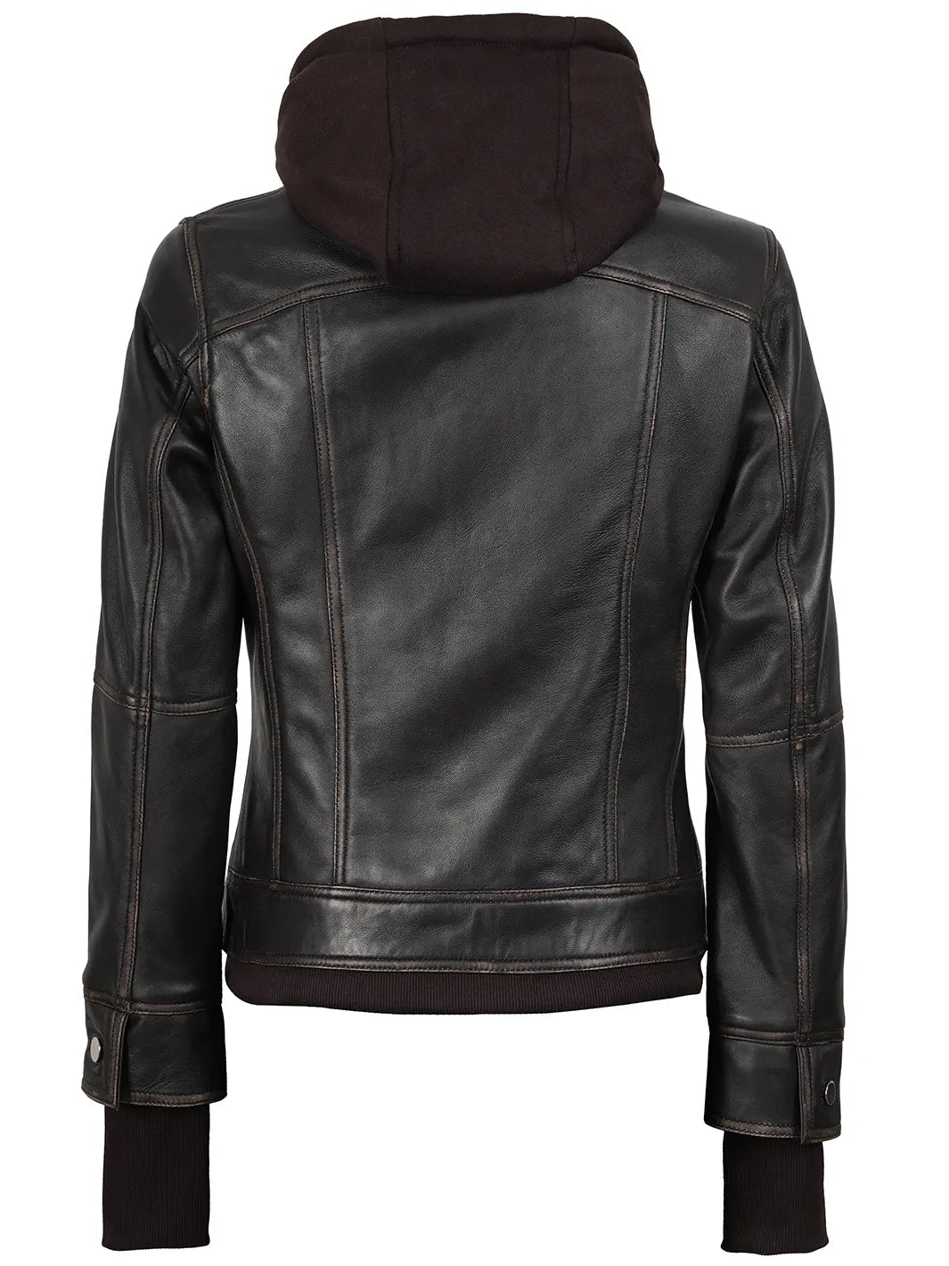 Tralee Womens Dark Brown Bomber Leather Jacket With Removable Hood