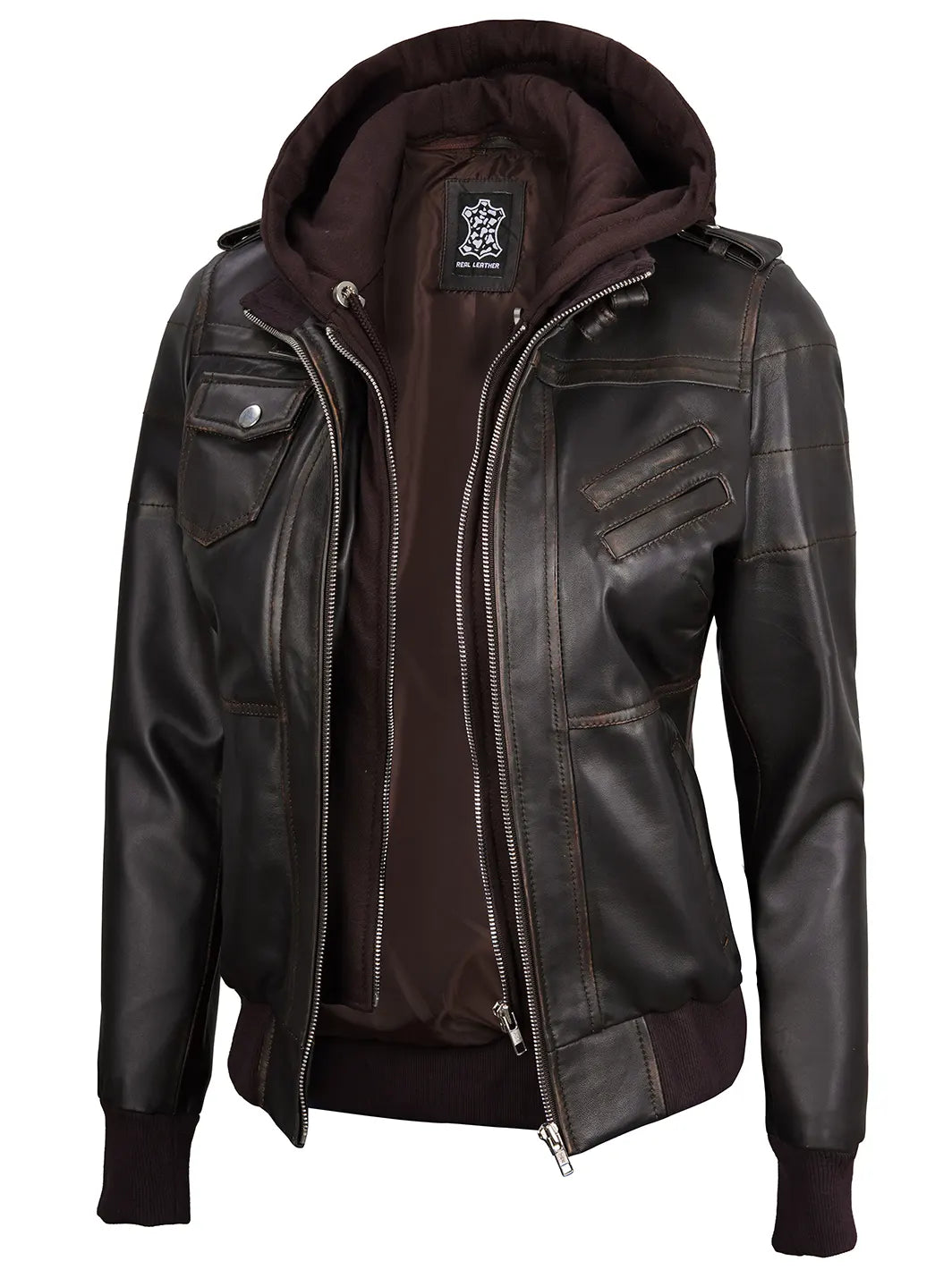 Women leather bomber jacket