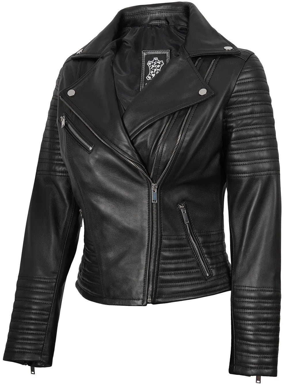 Women's Black Asymmetrical Biker Leather Jacket