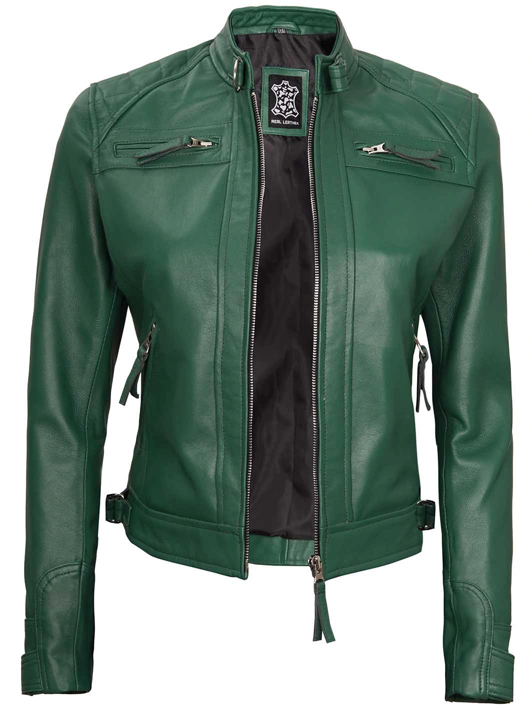 Women cafe racer leather jacket