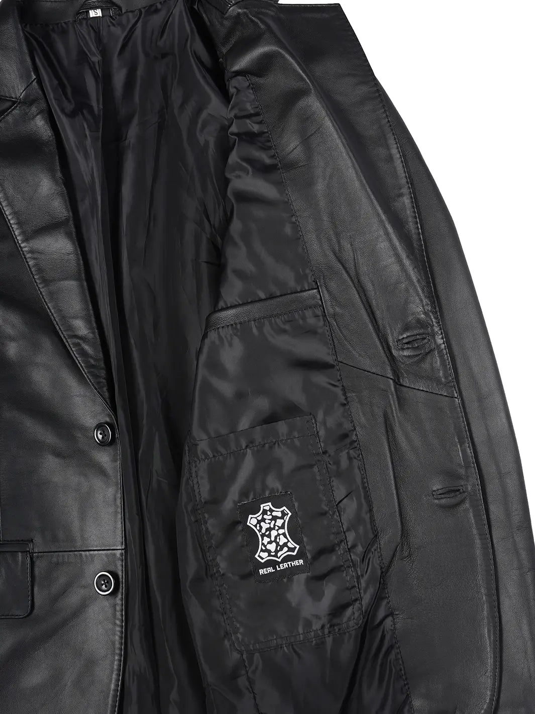 real leather blazer features 