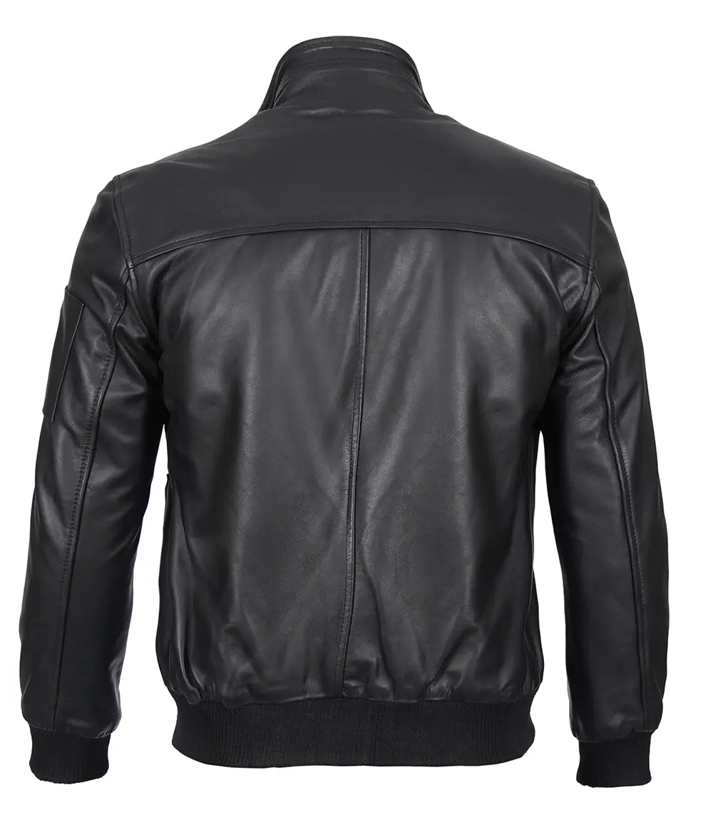 black bomber leather jacket mens