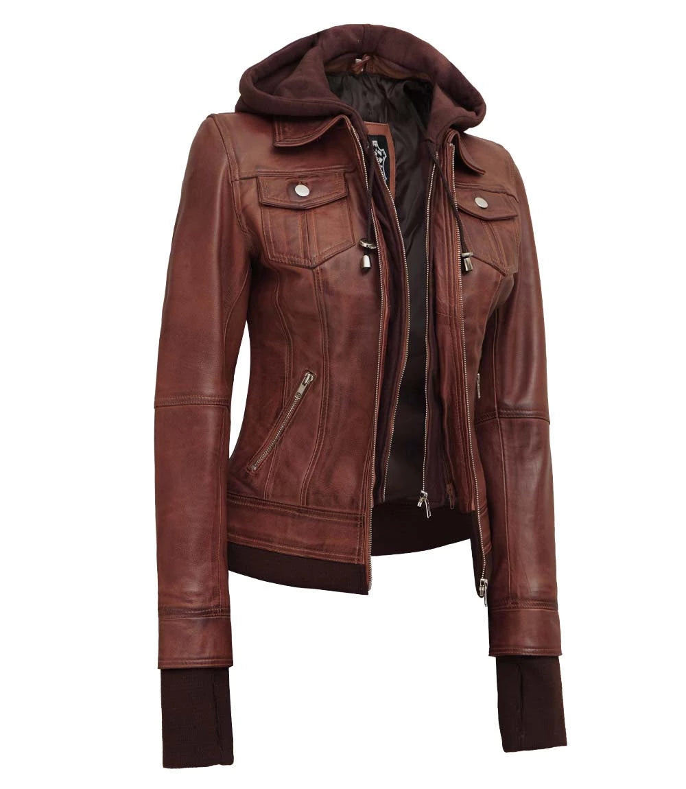 dark brown leather jacket