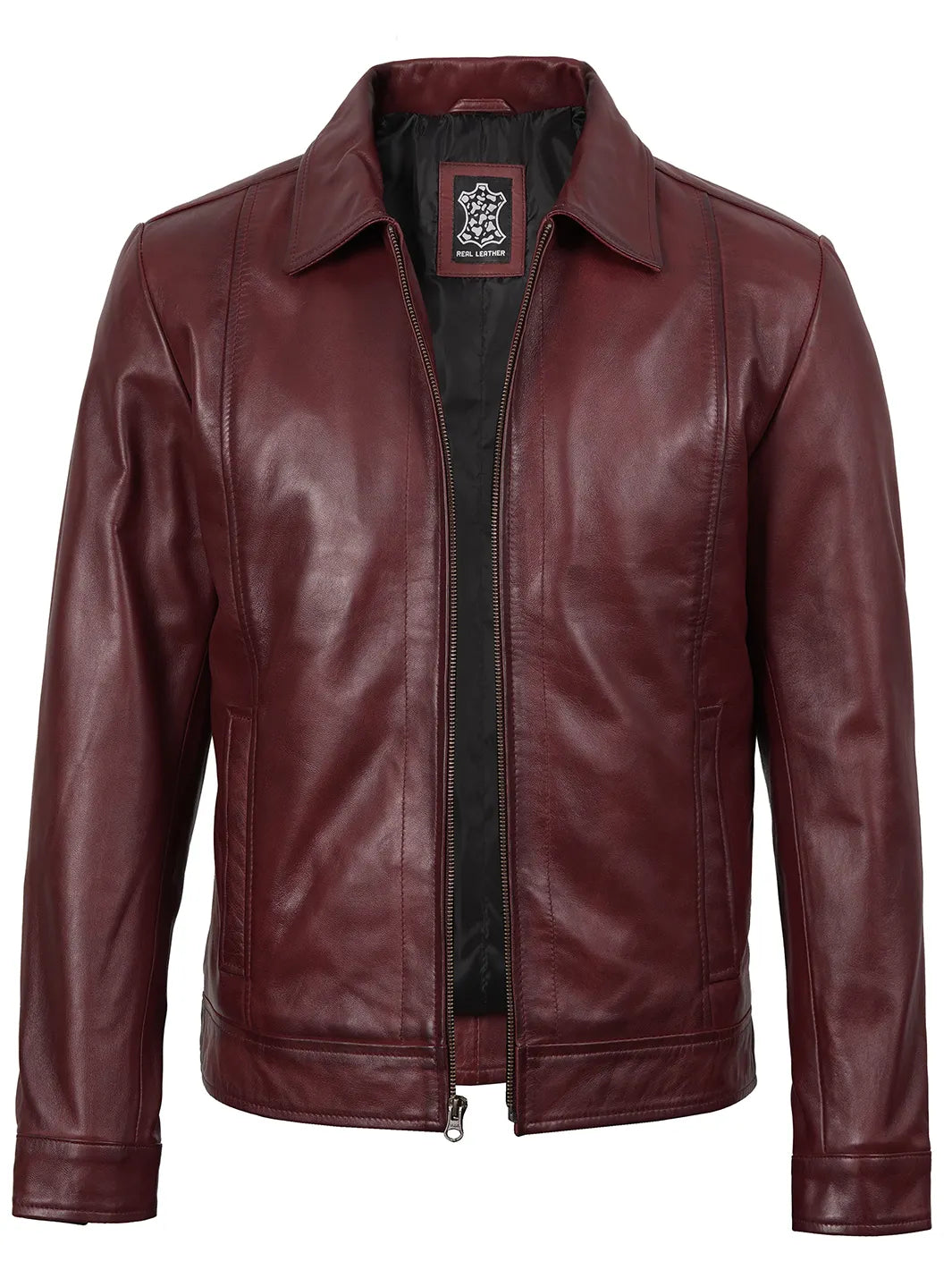 maroon leather blazer mens 