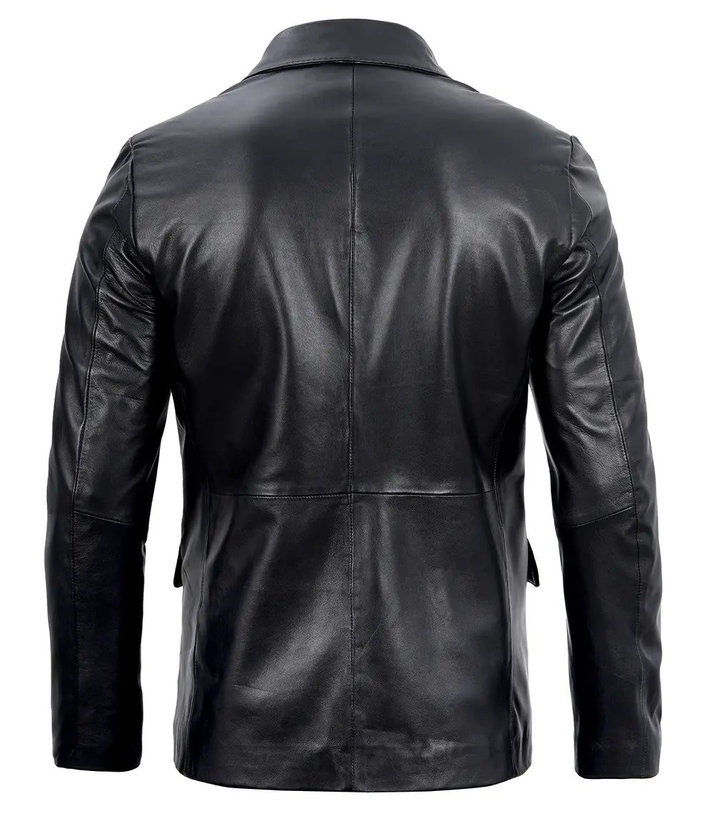 mens black leather blazers