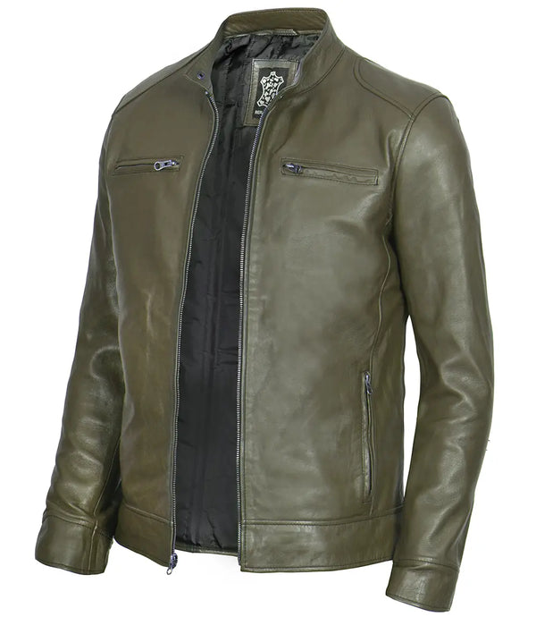 mens green cafe racer jacket