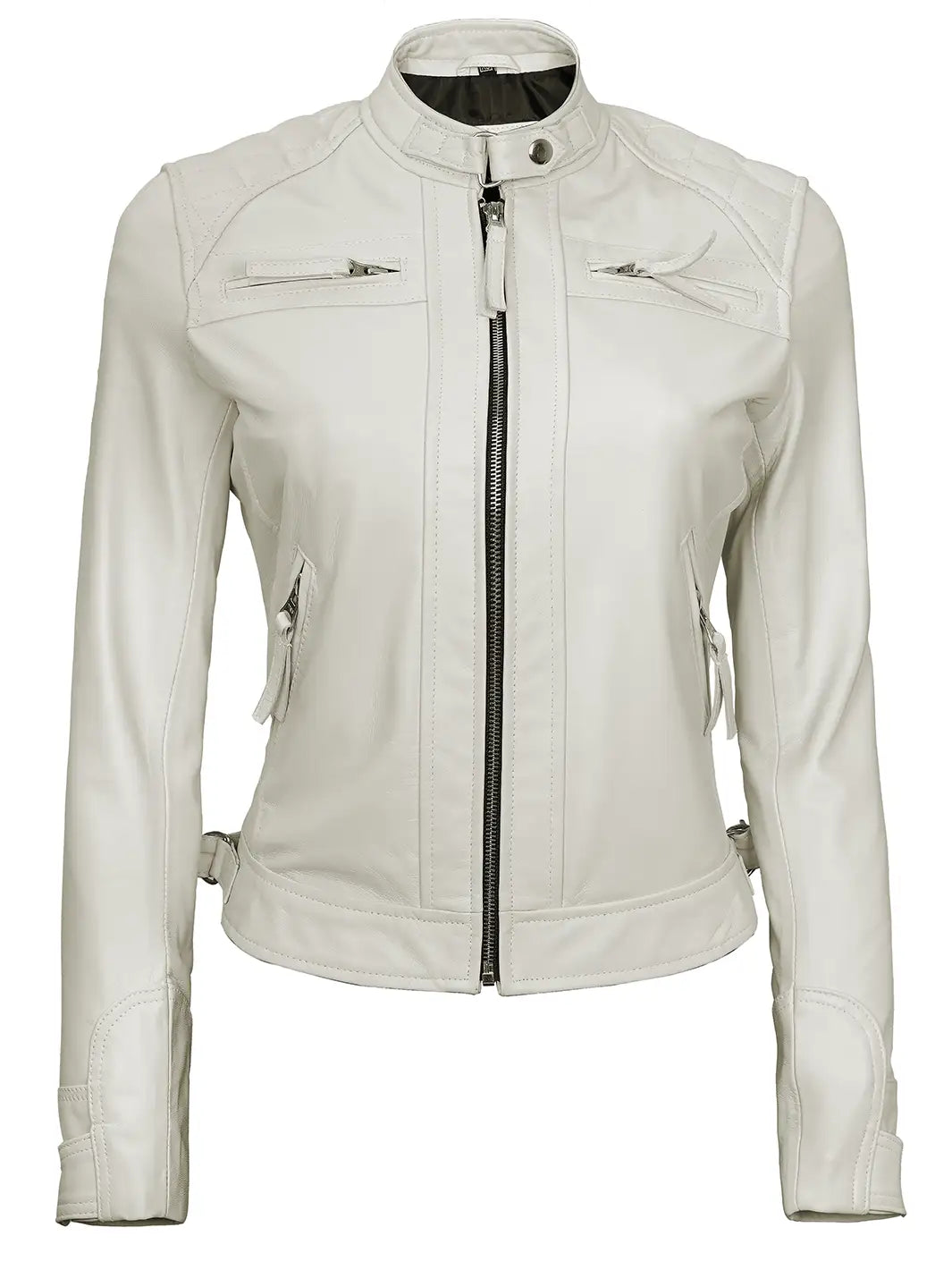 Off white women leather biker jacket