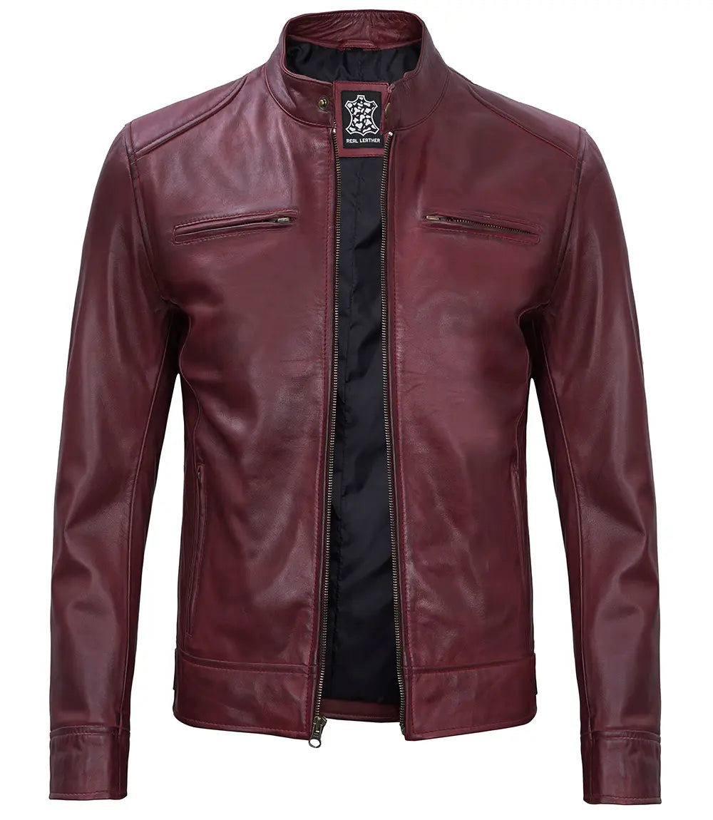 real leather cafe racer jacket mens