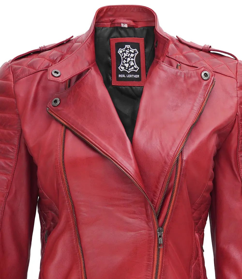 red leather jacket women