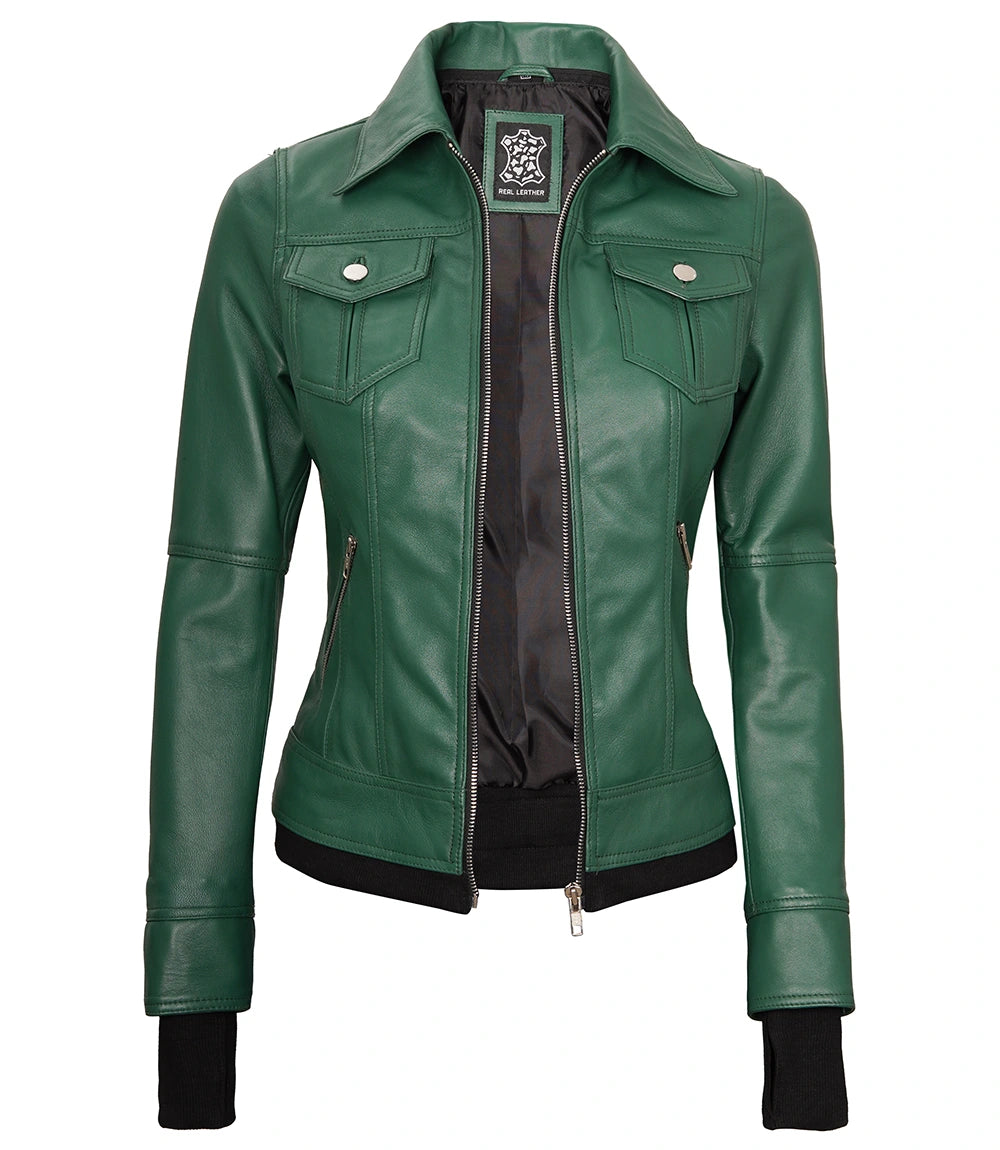 women hooded leather jacket with hooded