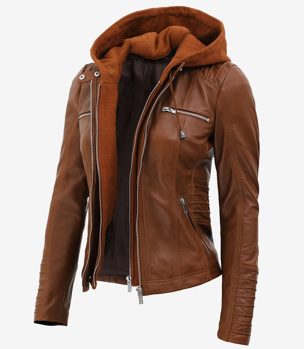 womens brown leather jacket