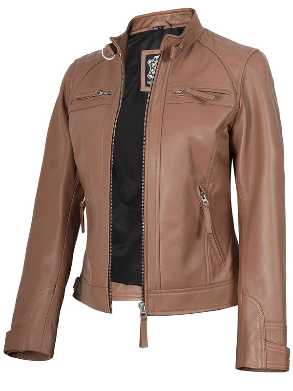 womens brown leather jacket