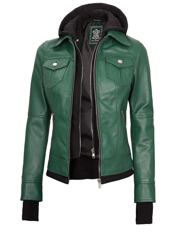 green hooded jacket