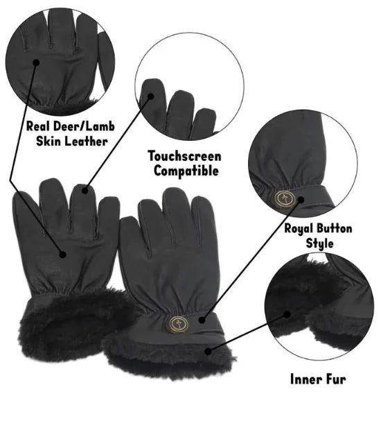 womens black leather gloves