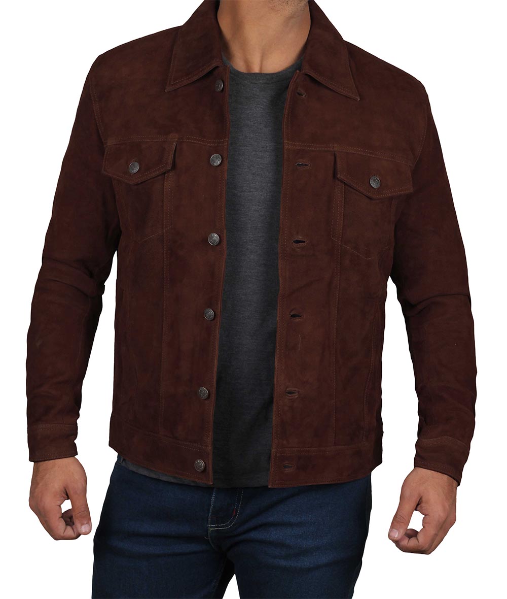 mens suede jacket brown