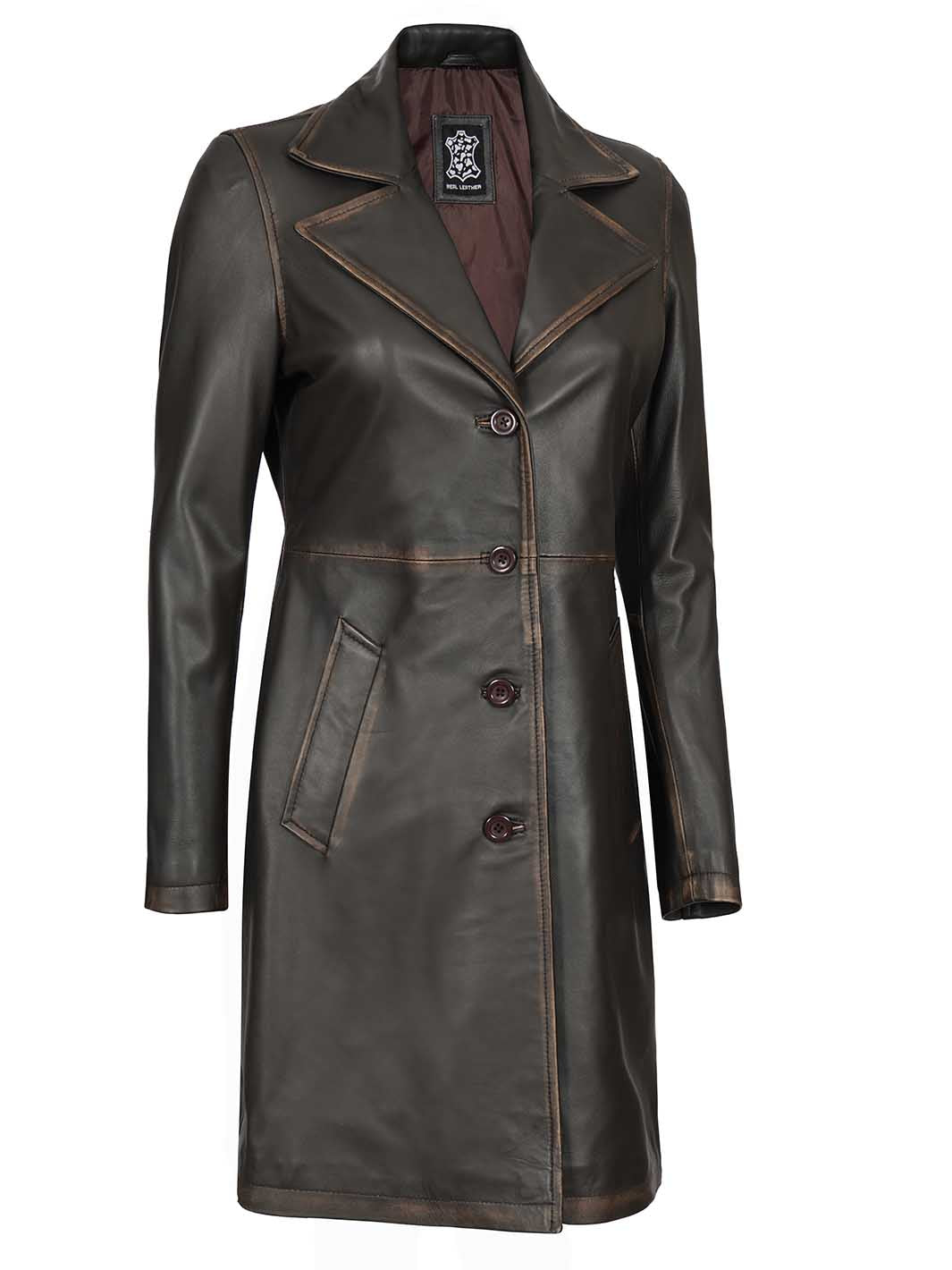 Rub Off Brown Car Coat For Women