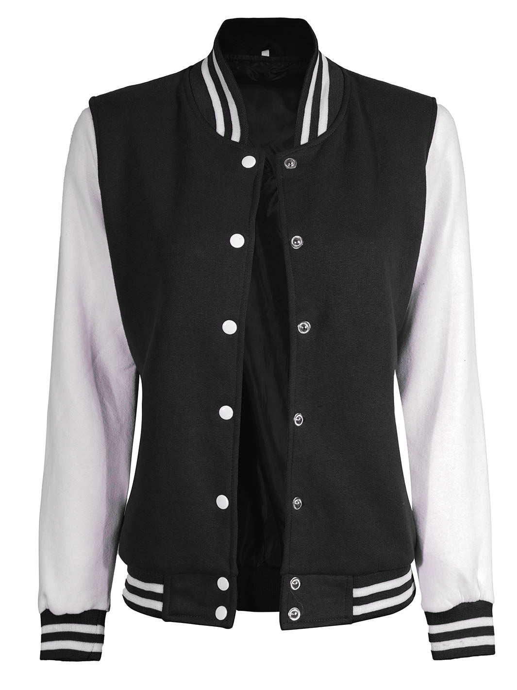 Womens White & Black Plain Varsity