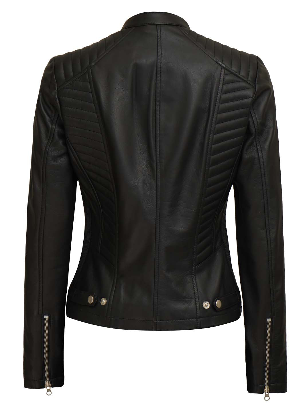 Women's Black Cafe Racer Leather Jacket